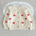 Mini Fashion™ - Cute Look - Gebreide Kledingsets Wit Rood - Top / 80 (1 jaar) | Educatief Speelgoed