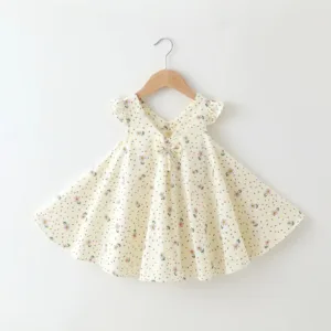 Mini Fashion™ - Speels&Elegant - Meisjes Zomer Jurk Wit gebloemd / 100 (2-3 jaar) | Educatief Speelgoed