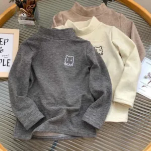 Mini fashion™ - Bear - Fleece Shirt Donker Grijs / 120 (5 jaar) | Educatief Speelgoed