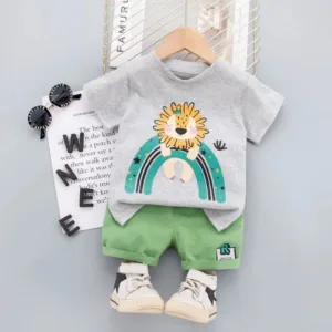 Mini Fashion™ - Leeuw opdruk - Jongens Zomerset Grijs / 80 | Educatief Speelgoed