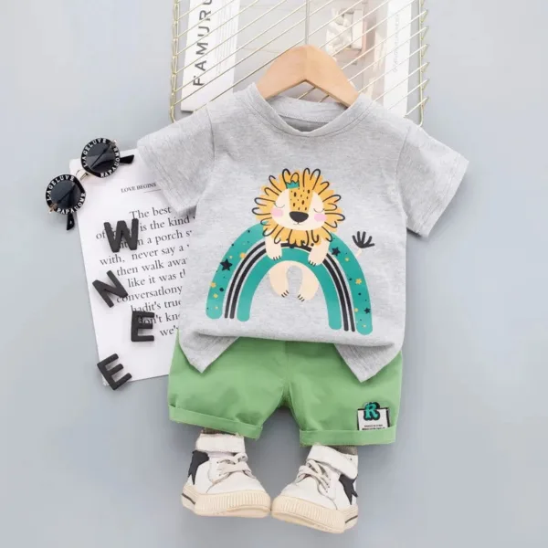 Mini Fashion™ - Leeuw opdruk - Jongens Zomerset Grijs / 90 | Educatief Speelgoed - Afbeelding 1