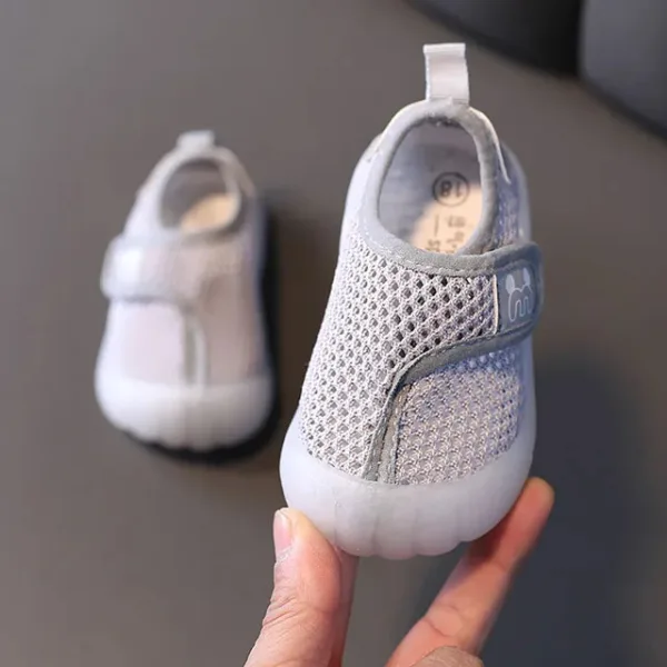 Mini Fashion™ - Ademende Netstof - Kinder Schoentjes Grijs / 13 cm (2-2.5 jaar) | Educatief Speelgoed - Afbeelding 1