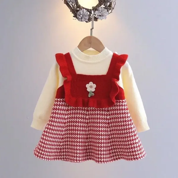 Mini Fashion™ - Schattige Look - Jurk met lange mouwen Rood / 120 (5 jaar) | Educatief Speelgoed - Afbeelding 1