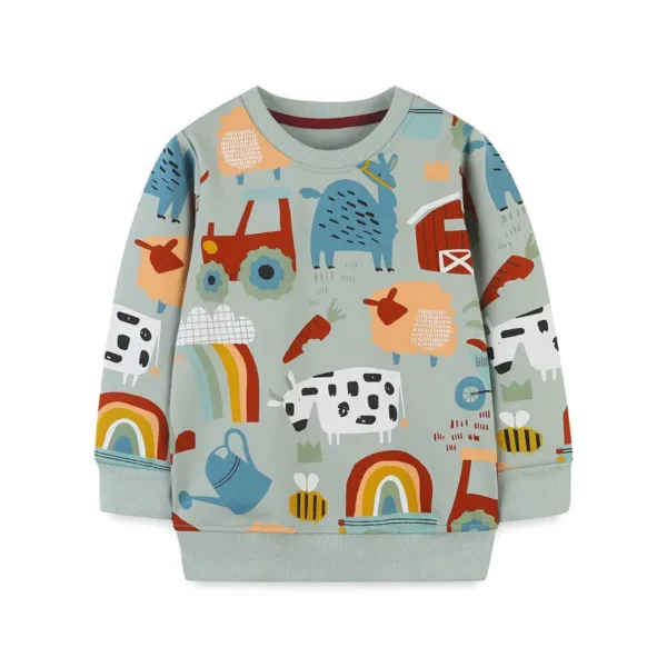 Mini Fashion™ - Leuke Printen - Sweater Blauw - Dierenprint / 116 (6 jaar) | Educatief Speelgoed - Afbeelding 1