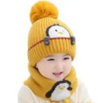Mini Fashion™ - Schattig Pinguin Design - Kinder Muts&Sjaal Geel / One Size | Educatief Speelgoed