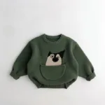 Mini Fashion™ - Leuke Print met Buidel - Dieren Trui Groen / 120 (5 jaar) | Educatief Speelgoed