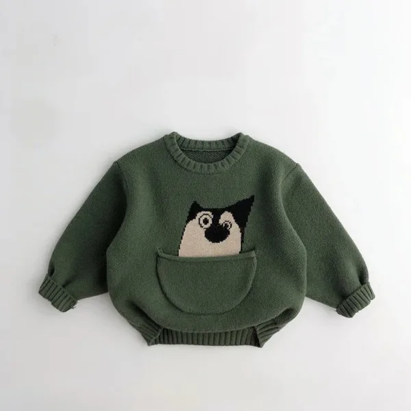 Mini Fashion™ - Leuke Print met Buidel - Dieren Trui Groen / 80 (1 jaar) | Educatief Speelgoed - Afbeelding 1