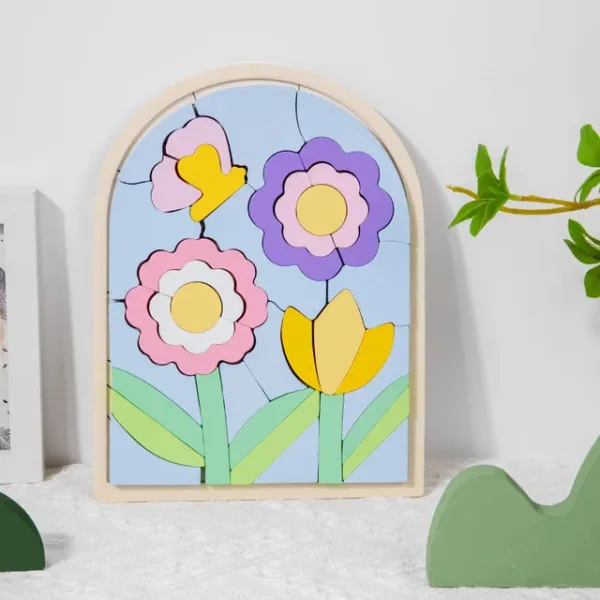 Woods™ - Regenboogblokjes Magie - Puzzelblokken Bloem | Educatief Speelgoed - Afbeelding 1