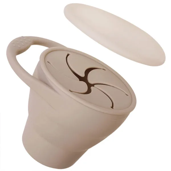 Snackcup™ - Gemakkelijk Mee te Nemen - Siliconen Inklapbare Beker Beige | Educatief Speelgoed - Afbeelding 1
