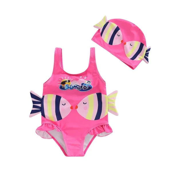 Mini Fashion™ - Leuk Vissenprintje - Meisjes Badpak Roze / 86 (12-18 maanden) | Educatief Speelgoed - Afbeelding 1