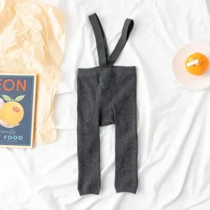 Mini Fashion™ - Zacht&Comfortabel - Kinder Legging met Bretels Donker Grijs / S (0-1 jaar) | Educatief Speelgoed