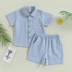 Mini Fashion™ – Stoer&Stijlvol– Katoenen Baby Outfit Blauw / 90 (12-18 maanden) | Educatief Speelgoed