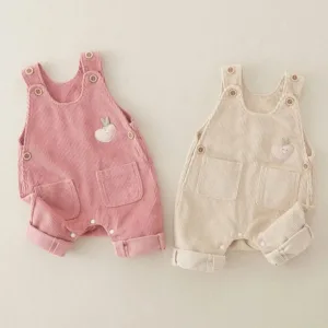 Mini Fashion™ - Stijlvol&Trendy - Rib Tuinbroek Beige / 90 (12-24 maanden) | Educatief Speelgoed