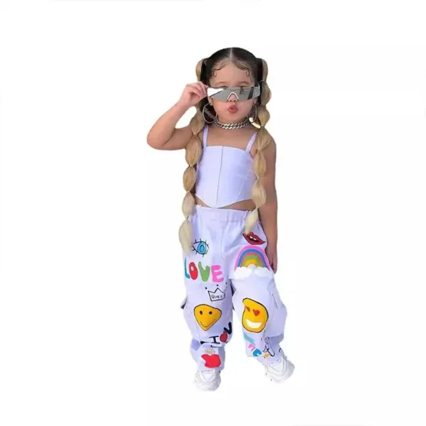 Mini Fashion™ - Kinder Modieuze tanktop&broek set Wit / 110 (5 jaar) | Educatief Speelgoed - Afbeelding 1