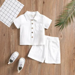Mini Fashion™ – Stoer&Stijlvol– Katoenen Baby Outfit Wit / 100 (18-24 maanden) | Educatief Speelgoed