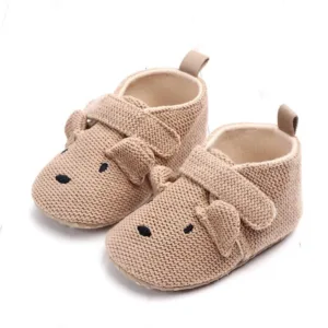 Mini Fashion™ - Anti-slip Zolen - Slofjes Khaki - Konijn / 17 (6-12 maanden) | Educatief Speelgoed