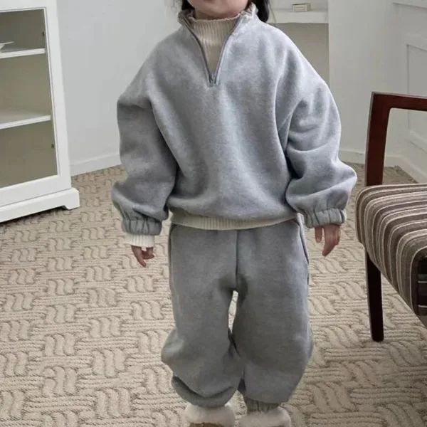 Mini Fashion™ - Zipper Fleece Trainingspak Grijs / 130 (6 jaar) | Educatief Speelgoed - Afbeelding 1