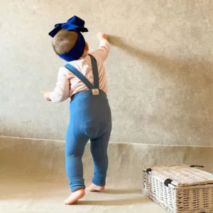 Mini Fashion™ - Zacht&Comfortabel - Kinder Legging met Bretels Blauw / M (1-2 jaar) | Educatief Speelgoed