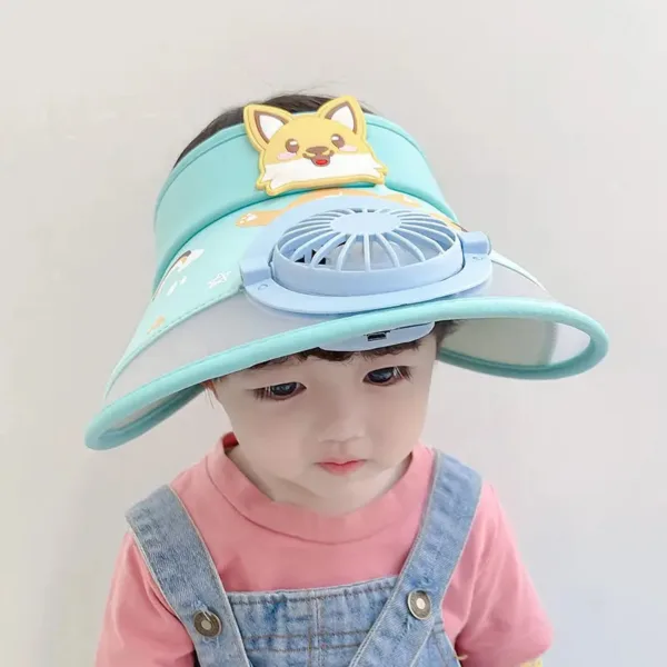 Mini Fashion™ - Houd Het Hoofd Koel - Ventilator Hoed Lichtblauw / 50-54cm (3-12 Jaar) | Educatief Speelgoed - Afbeelding 1