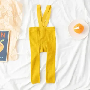 Mini Fashion™ - Zacht&Comfortabel - Kinder Legging met Bretels Geel / S (0-1 jaar) | Educatief Speelgoed
