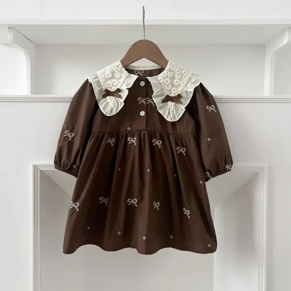 Mini Fashion™ - Sprookjes&Stijl - Baby Jurkje Bruin / 100 (3-4 Jaar) | Educatief Speelgoed - Afbeelding 1