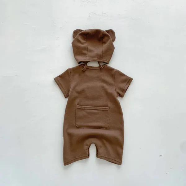 Mini Fashion™ - Zachte Katoen - Zomer Jumpsuit Bruin / 73 (3-6 maanden) | Educatief Speelgoed - Afbeelding 1