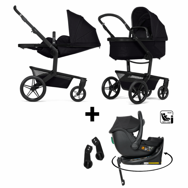 Kinderwagen Joolz Day5 Space Black + Autostoel Jacky Pro 360° All Black&Base&Adapterset - Afbeelding 1