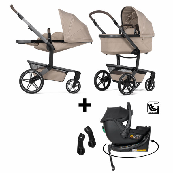 Kinderwagen Joolz Day5 Sandy Taupe + Autostoel Jacky Pro 360° All Black&Base&Adapterset - Afbeelding 1