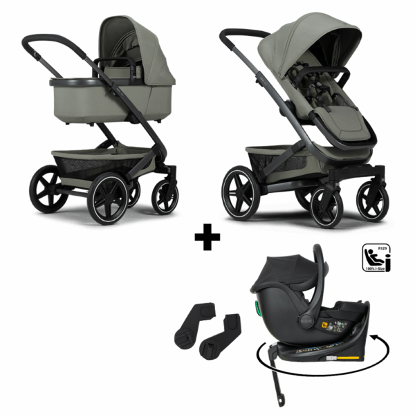 Kinderwagen Joolz Geo³ Sage Green + Autostoel Jacky Pro 360° All Black&Base&Adapterset - Afbeelding 1