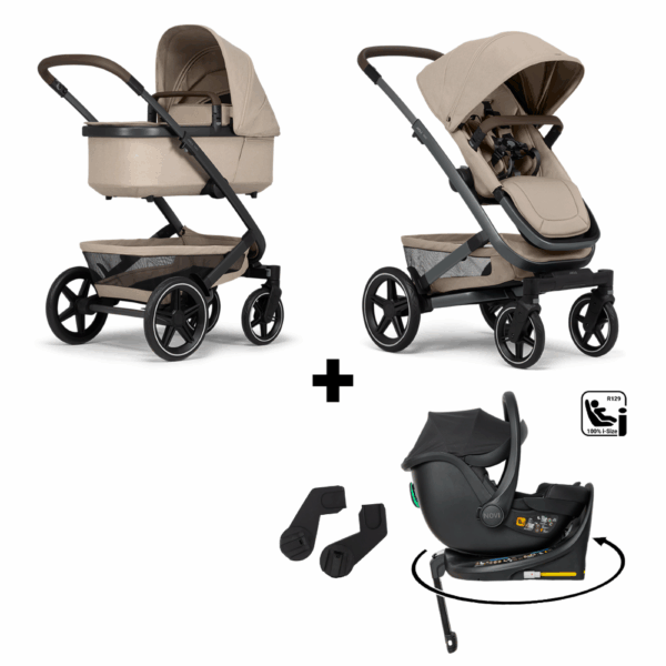 Kinderwagen Joolz Geo³ Sandy Taupe + Autostoel Jacky Pro 360° All Black&Base&Adapterset - Afbeelding 1