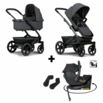Kinderwagen Joolz Geo³ Stone Grey + Autostoel Jacky Pro 360° All Black&Base&Adapterset