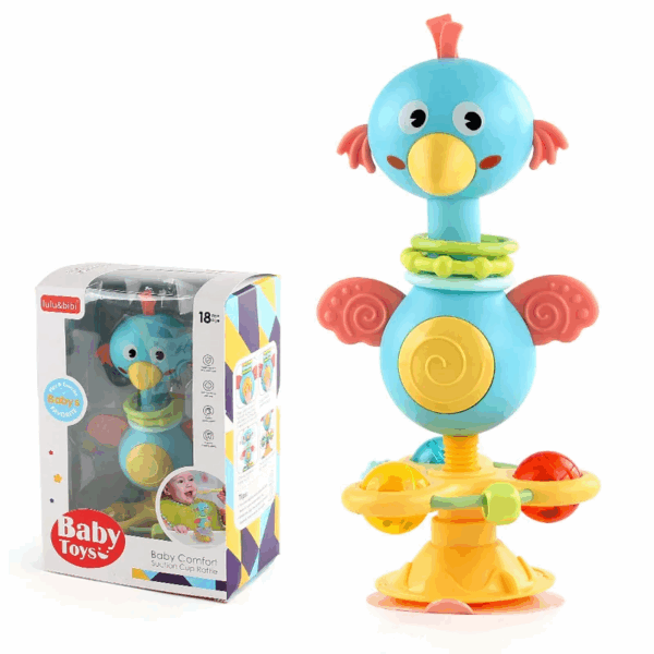 Soothing Rattle Toy™ - Sensorisch Baby Speelgoed met zuignap Blauwe Vogel Ballen | Educatief Speelgoed - Afbeelding 1