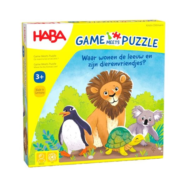 Waar wonen de leeuw en zijn dierenvriendjes? - HABA Legspel - Afbeelding 1