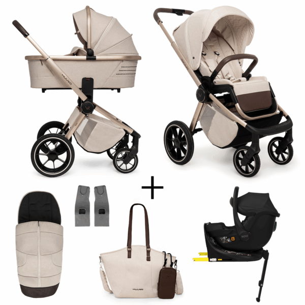 Kinderwagen Muuvo Quick Boho 2-in-1 Set Beige Brown + Autostoel Novi Baby® Jacky Pro 360&Base&Adapterset - Afbeelding 1