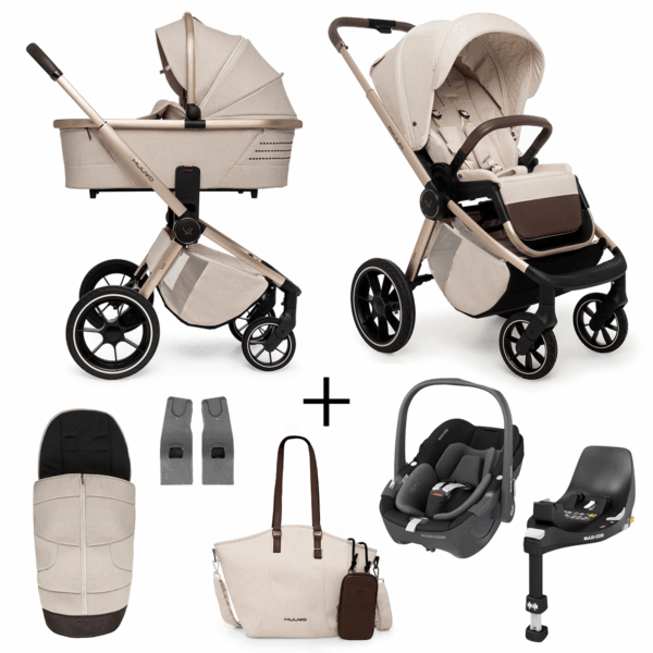 Kinderwagen Muuvo Quick Boho 2-in-1 Set Beige Brown + Autostoel Maxi-Cosi Pebble 360&Base&Adapterset - Afbeelding 1