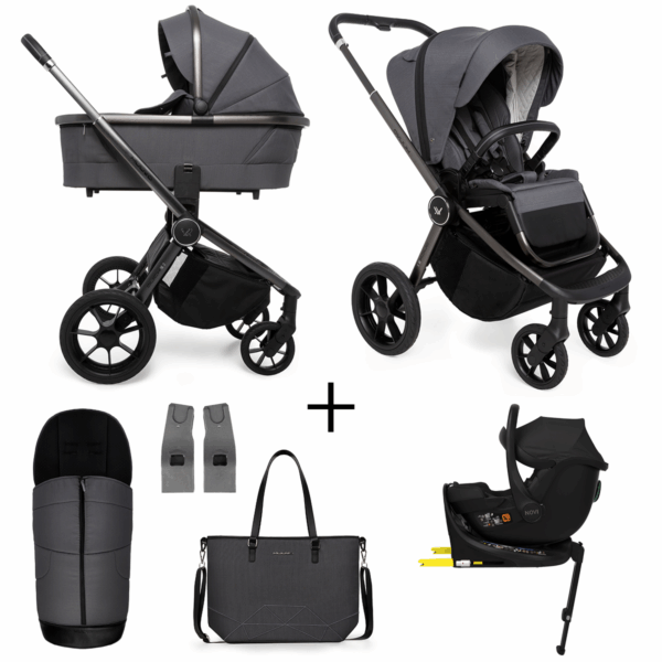 Kinderwagen Muuvo Quick SE2 2-in-1 Set Diamond Graphite + Autostoel Novi Baby® Jacky Pro 360&Base&Adapterset - Afbeelding 1