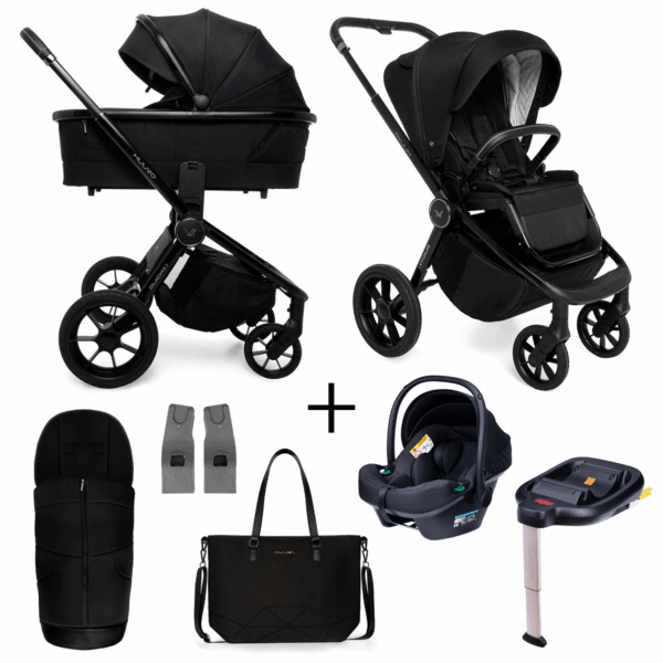 Kinderwagen Muuvo Quick SE2 2-in-1 Set Chronium Black + Autostoel Novi Baby Jewel All Black&Base&Adapterset - Afbeelding 1