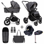 Kinderwagen Muuvo Quick SE2 2-in-1 Set Diamond Graphite + Autostoel Novi Baby Jewel All Black&Base&Adapterset
