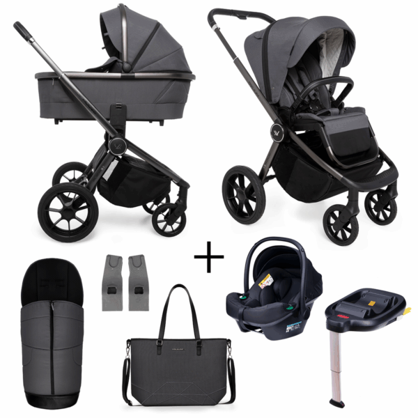 Kinderwagen Muuvo Quick SE2 2-in-1 Set Diamond Graphite + Autostoel Novi Baby Jewel All Black&Base&Adapterset - Afbeelding 1