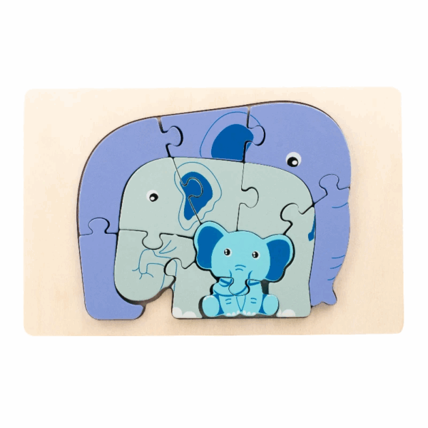 Animal Puzzle™ – Ontdek&Leer– Cartoon Houten Puzzel Olifant | Educatief Speelgoed - Afbeelding 1