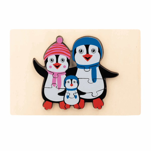 Animal Puzzle™ – Ontdek&Leer– Cartoon Houten Puzzel Pinguin | Educatief Speelgoed - Afbeelding 1