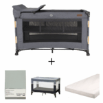 Set | Campingbed Novi Baby® Nora Luxe Grey/Wood + Accessoires