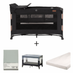 Set | Campingbed Novi Baby® Nora Luxe Walnut/Brilliant Black + Accessoires
