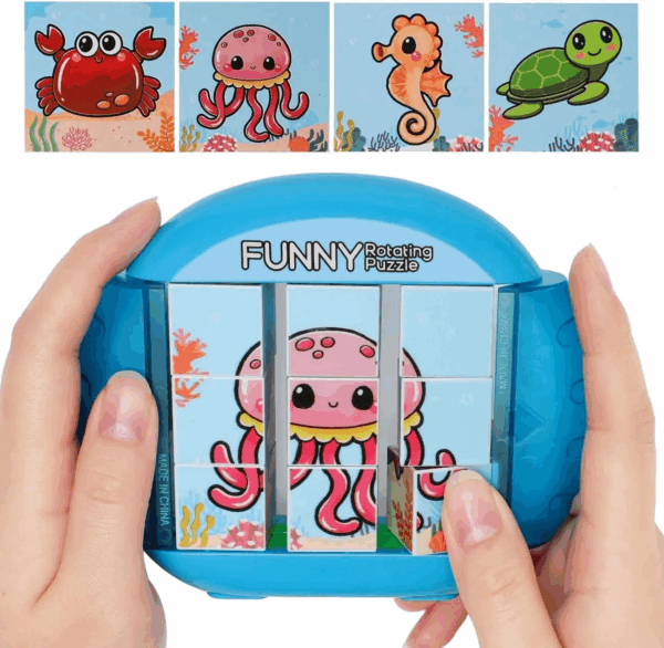 Twisty Puzzle™ - Eindeloos Puzzelplezier - Draaipuzzel Oceaan Wereld 9 vlakjes | Educatief Speelgoed - Afbeelding 1