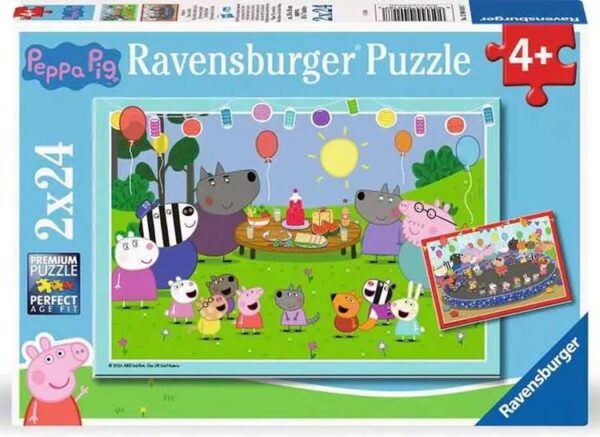 Peppa Pig: Tijd voor een feestje! (2x 24) - Ravensburger  Legpuzzel - Afbeelding 1