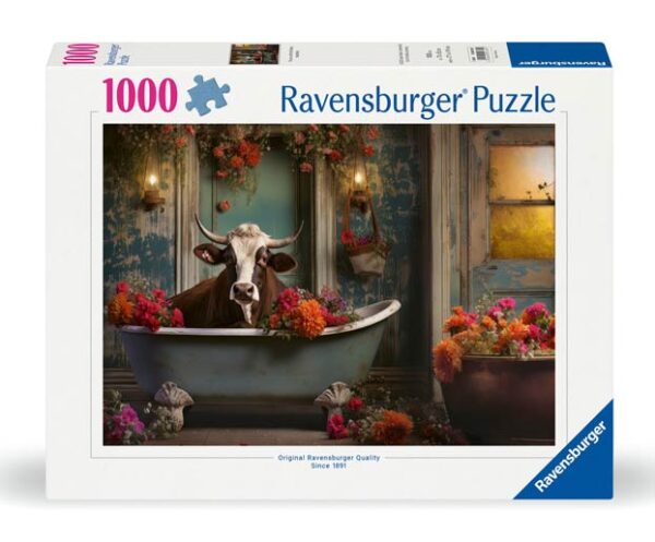 The cow with the flowery headdress (1000) - Ravensburger  Legpuzzel - Afbeelding 1