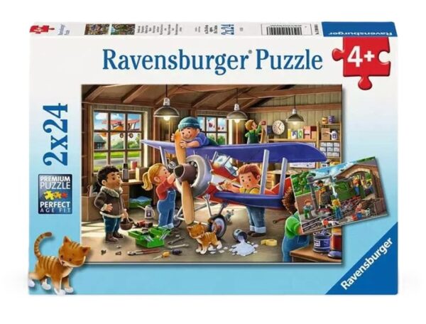 Vliegtuig- en treinonderhoud (2x 24) - Ravensburger  Legpuzzel - Afbeelding 1