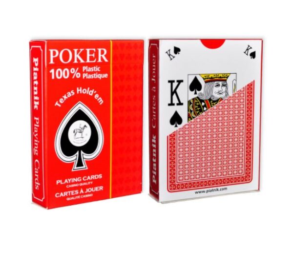Poker Speelkaarten 100% plastiek - rode achterkant - Piatnik Kaartspel - Afbeelding 1