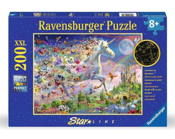 Schitterende eenhoorn met vlinders (200) - Ravensburger  Legpuzzel - Afbeelding 1