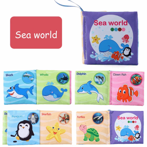 Soft Tail Book™ – Zachte Staartpret – Sensorisch Dieren Babyboekje Zee Wereld Klein | Educatief Speelgoed - Afbeelding 1